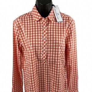 Southern Tide Orange and White Checkered Men's Shirt